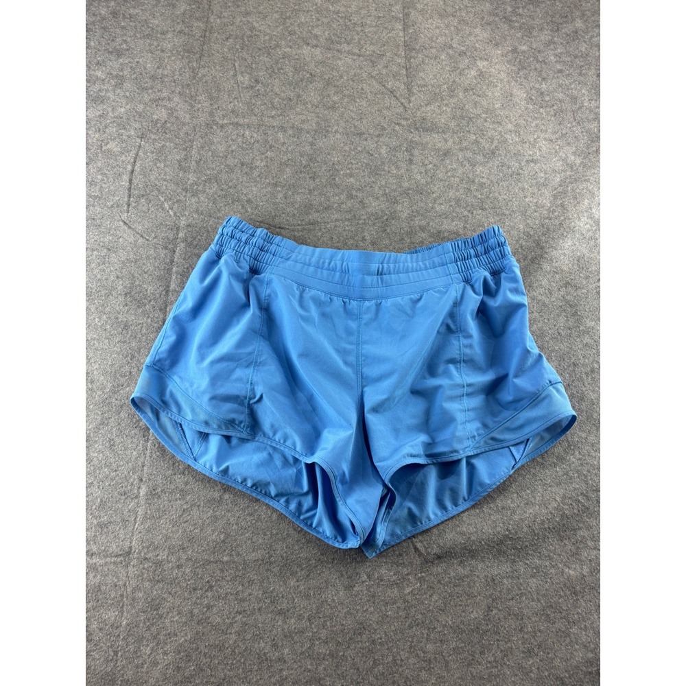 Lululemon Hotty Hot Blue Athletic Running Shorts Womens 12 Inseam 2" SEE